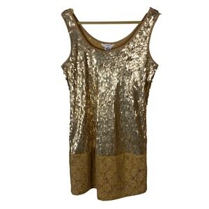 NWT Esley Gold Sequin Lace Tank Mini Dress New Years Evening Party S
